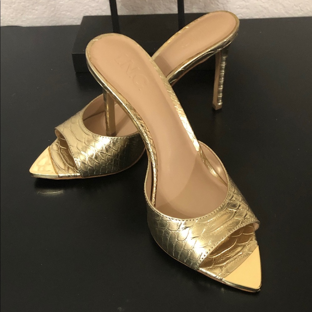 INC International Concepts Gold Peep-Toe Heels